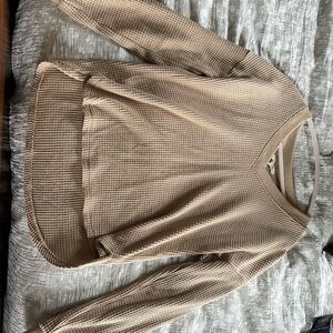 Madewell Tan V-Neck Sweater Soft Knit Relaxed Fit